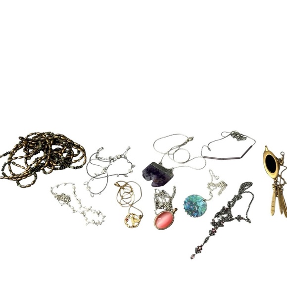 Lot of 10 Necklaces Gold Silver Madewell Pendant Crystal - Picture 10 of 10